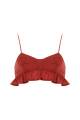 Mae Praia Red Frill Crop Top