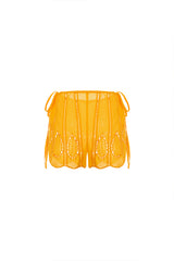 Bree Eames Yellow Embroidery Cut Shorts