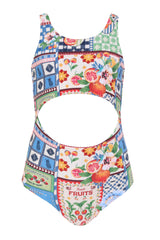 Ame Basket Kids Girls Reversible One Piece Swimwear