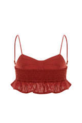 Mae Praia Red Frill Crop Top