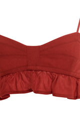 Mae Praia Red Frill Crop Top