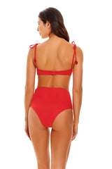 Brina Shaka Red High Waist Bikini Bottom