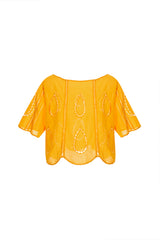 Aura Eames Yellow Embroidery cut Shirt