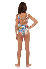 Ame Basket Kids Girls Reversible One Piece Swimwear