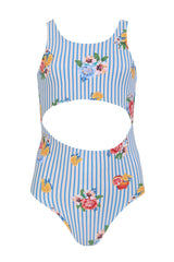 Ame Basket Kids Girls Reversible One Piece Swimwear
